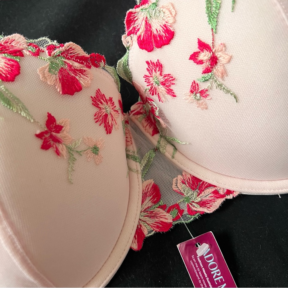 Adore Me Daphne Floral Embroidered Push Up Bra‎ Balconette 36 DDD - Picture 4 of 9